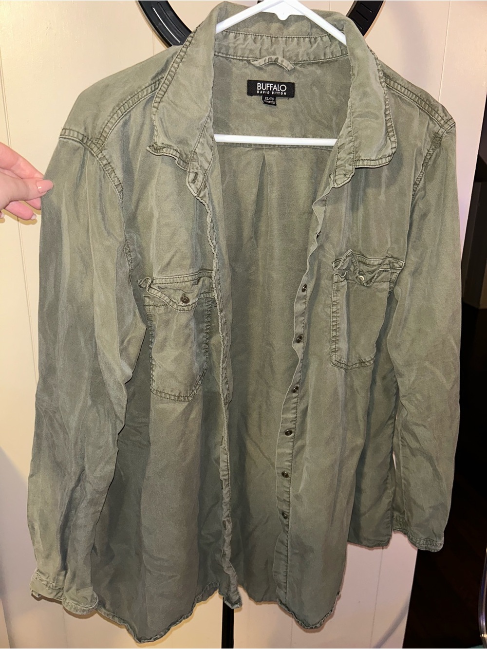 Buffalo David Bitton Olive Green Button-Down Shirt